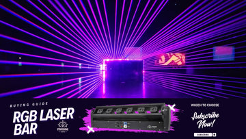 B4 RGB laser bar creating fan beams above a DJ booth