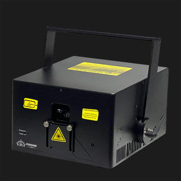 J7 laser projector lights on dark stage