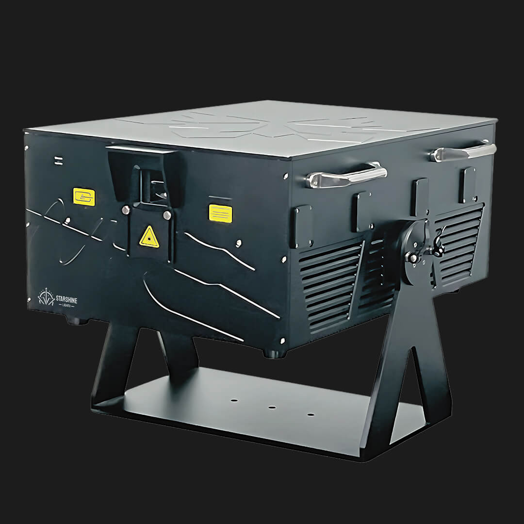 Laser projector O100 highlighting building facade