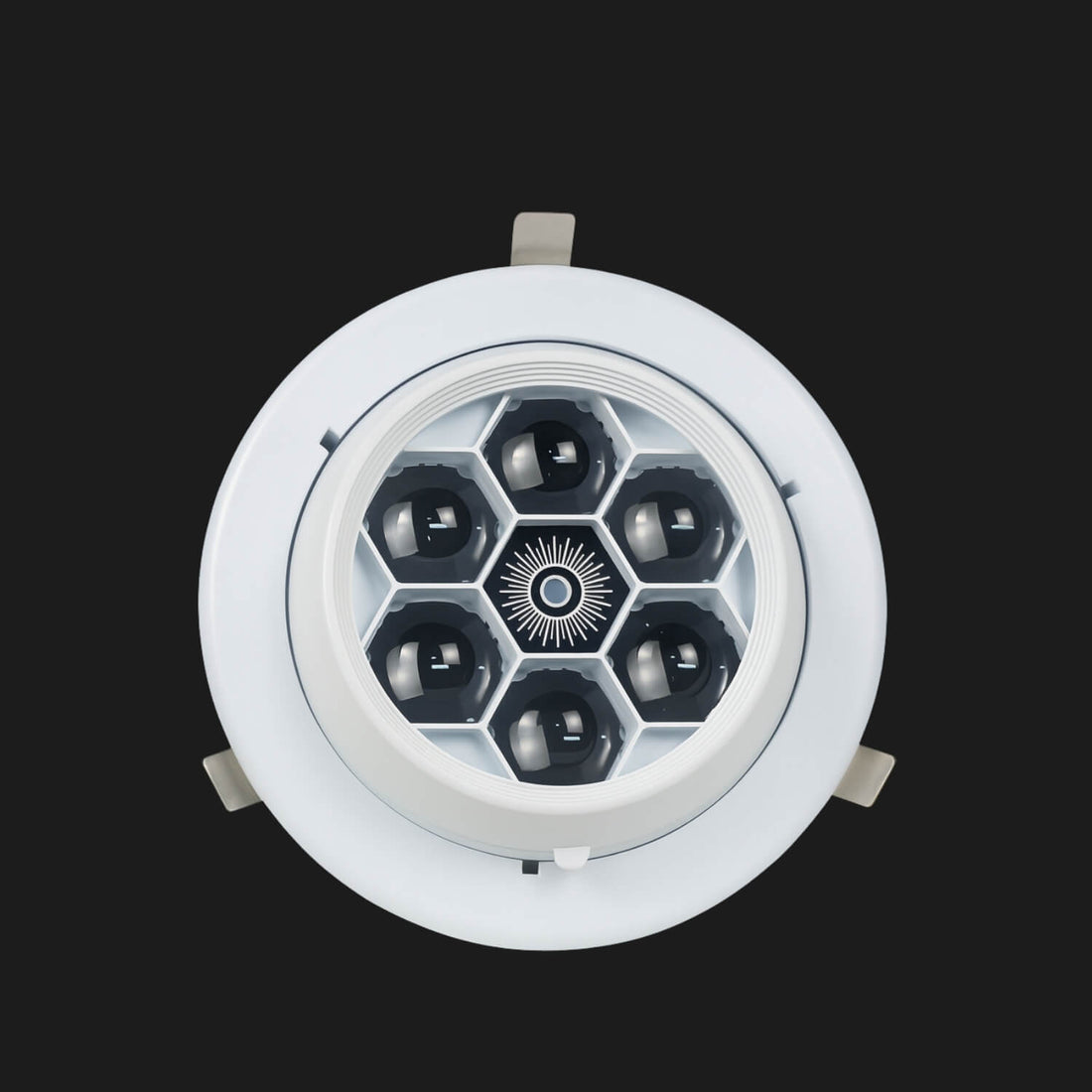 X7 DJ laser lights front view with hexagonal bee-eyes