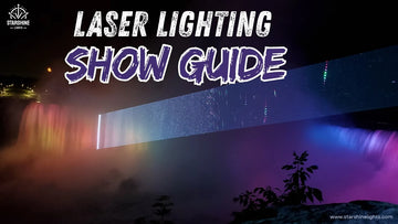 3D laser light show with floating logo on laser scrim