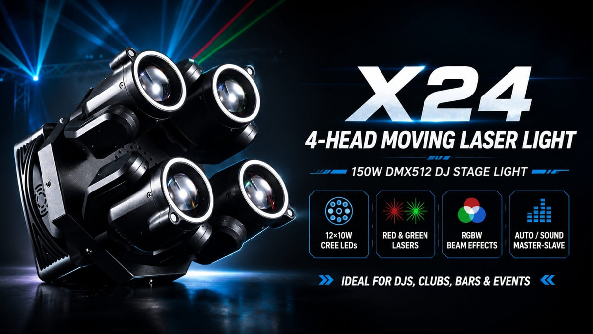 4-Head Moving Laser Light: DMX Control for DJs & Clubs