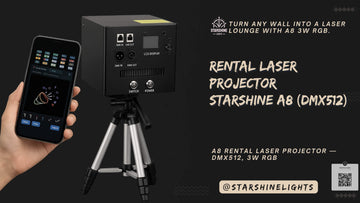 Starshine A8 rental laser projector DMX512 3W RGB 1.2 mrad beams 25 Kpps smooth logos for event rental houses