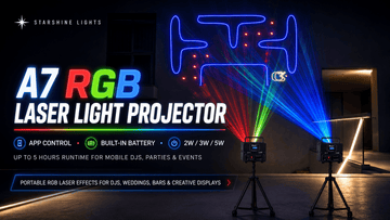 A7 app-controlled battery-powered laser light projector