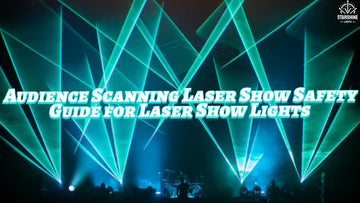 Technician measuring irradiance of audience scanning laser show with power meter
