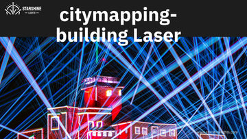 Architectural laser show CityMapping beams over skyline