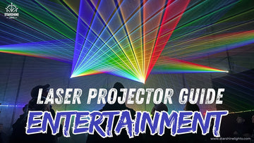 Entertainment laser projector beams in haze-filled club
