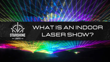 indoor laser show in a corporate event hall