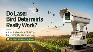 automatic laser bird deterrent in an orchard