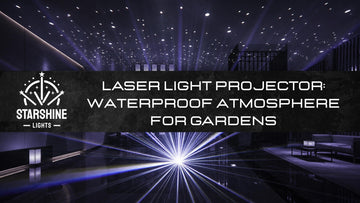 waterproof laser light projector in a garden