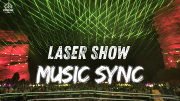 Laser show projector synced to music with tight BPM hits
