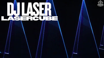 LaserCube DJ laser lights creating a portable laser show