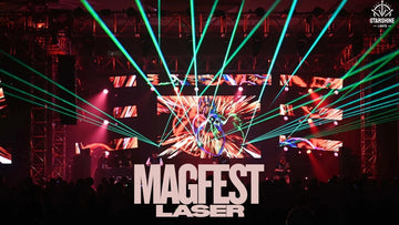 Super MAGFest stage with 5W laser lights over crowd