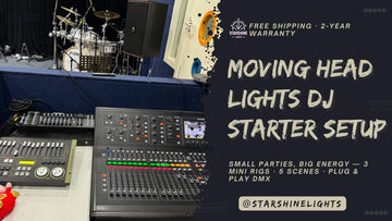 moving head lights dj starter setup – small parties big energy with 3 mini rigs and 5 scenes