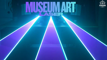 Abstract laser light projector installation for Alice Coltrane at Hammer Museum