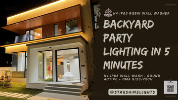 “Storefront Makeover in 7 Days” with the N4 IP65 RGBW wall washer lighting a shop facade—1 m LED bar, DMX 9/23/72ch, Free Shipping & 2-Year Warranty badge.