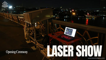 laser beam distance test in dark outdoor venue