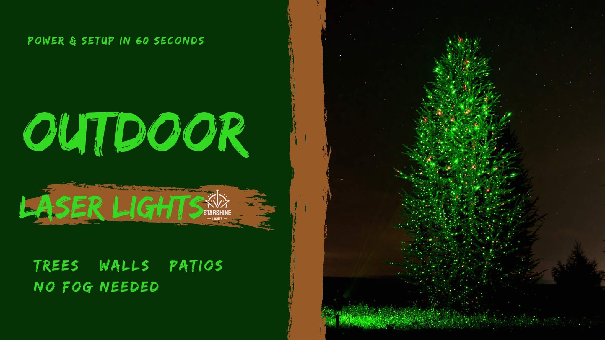 Outdoor laser lights for trees illuminating a backyard pine at night—foliage mapping guide to power, coverage and safe setup.