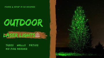 Outdoor laser lights for trees illuminating a backyard pine at night—foliage mapping guide to power, coverage and safe setup.