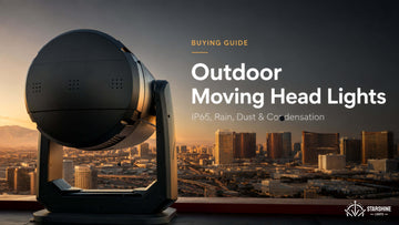 Outdoor moving head light on rooftop