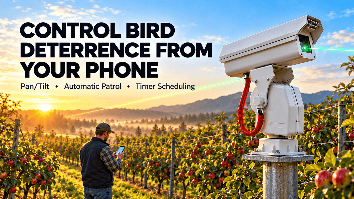 Phone-Controlled Automated Laser Bird Deterrent: App, Pan/Tilt & Timer Guide