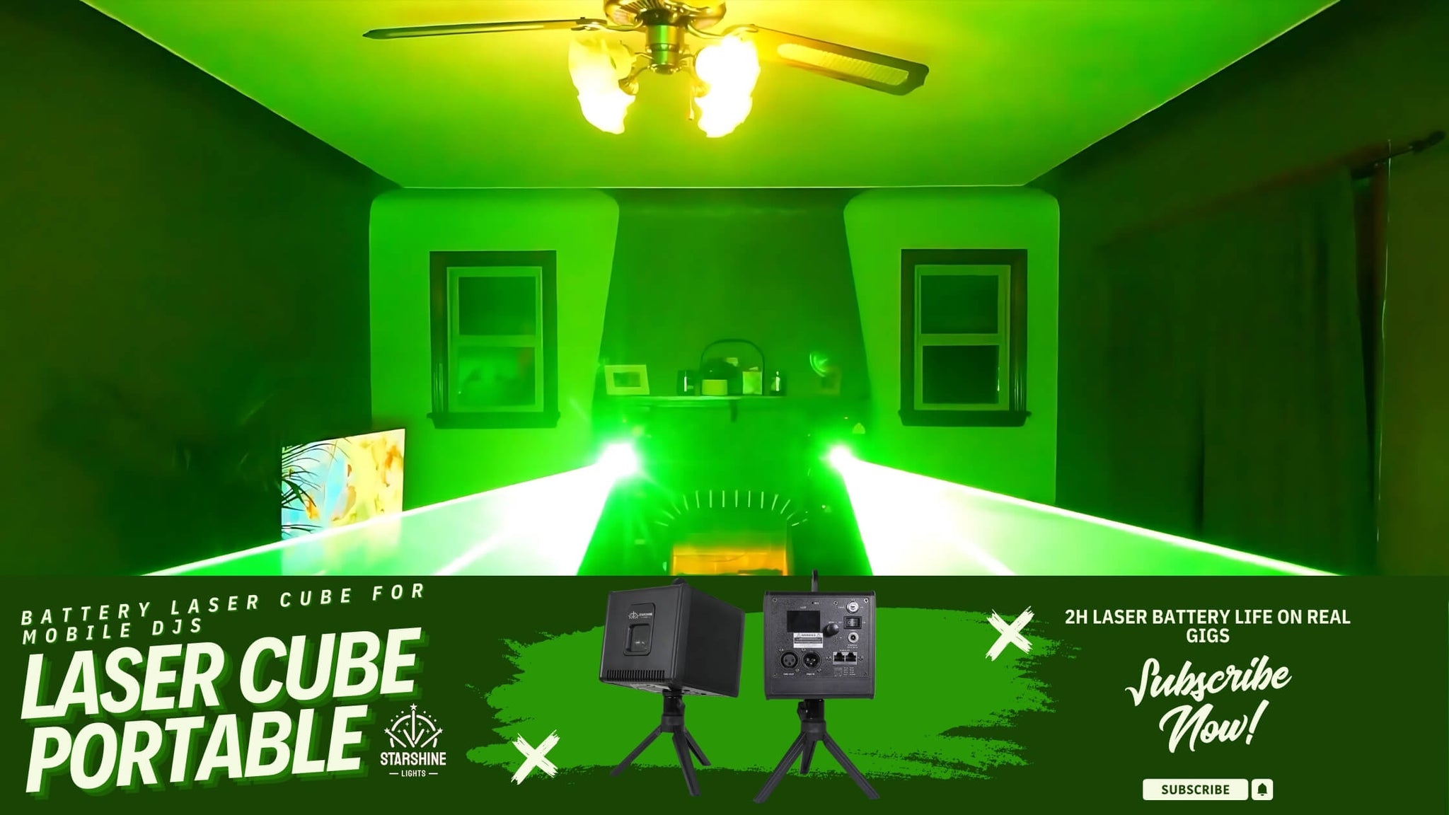 portable battery laser cube for mobile djs 2h life