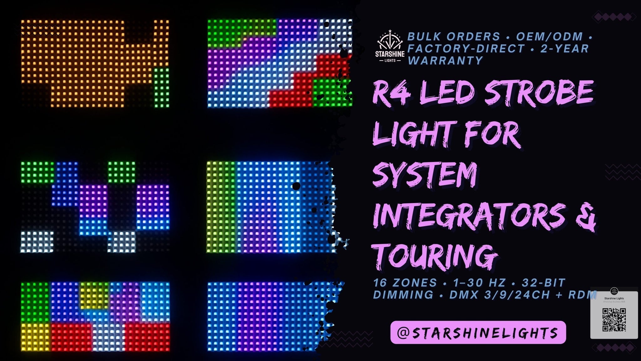R4 for integrators & touring—16 zones, 1–30 Hz, 32-bit, DMX/RDM.