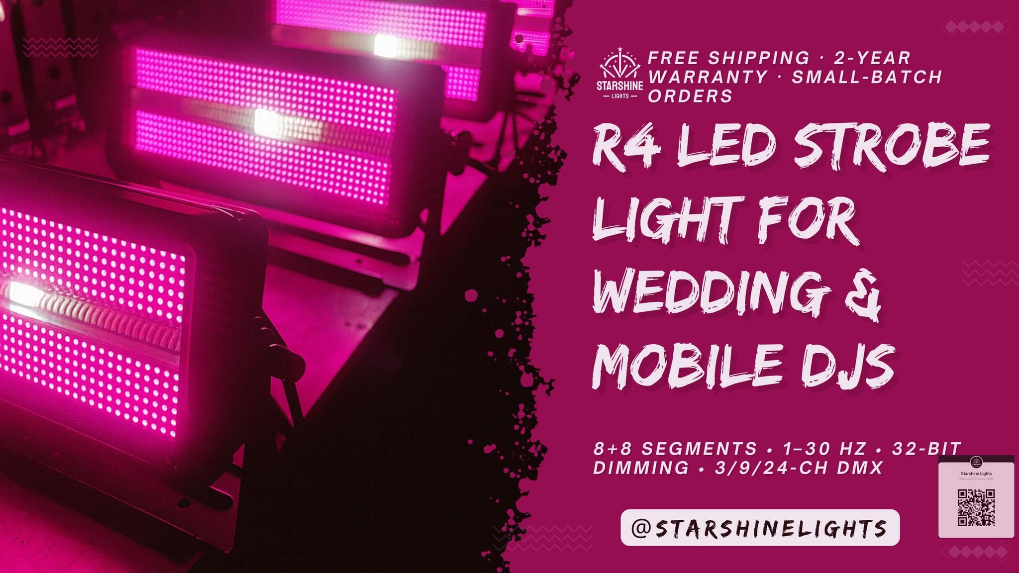 R4 wedding strobe—16 zones, 1–30 Hz, 32-bit; free shipping.