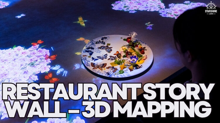 Restaurant Story Wall – 3D Mapping Laser Projector + Laser Projection