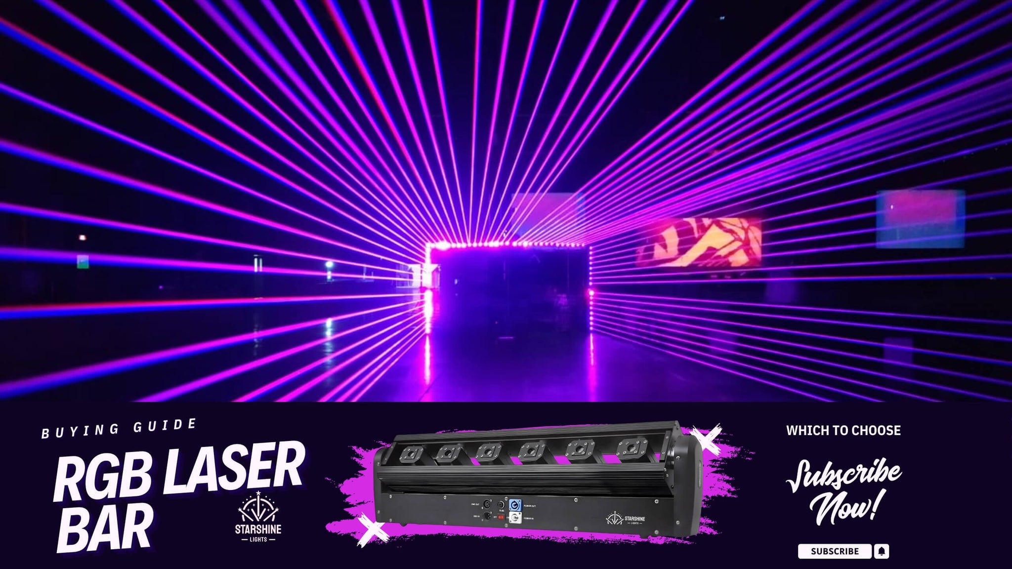 B4 RGB laser bar creating fan beams above a DJ booth