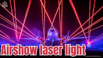 Slovakia airshow night laser show with sky lasers over runway