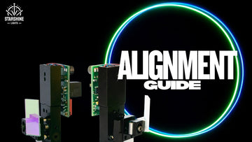 Stage laser RGB beam alignment test on long throw wall