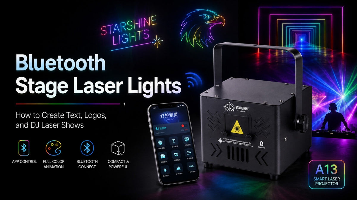 Stage Laser Lights: Bluetooth Text & Logo Control for DJs