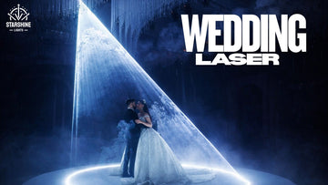 Wedding laser show projector setup on reception stage
