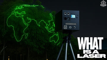 LaserCube laser light projector creating indoor laser lights show