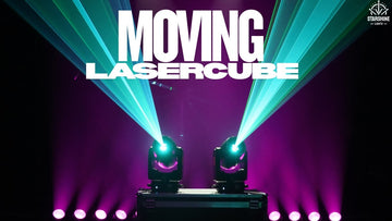 M20 LaserMoving dj laser lights creating tight green laser beams in haze