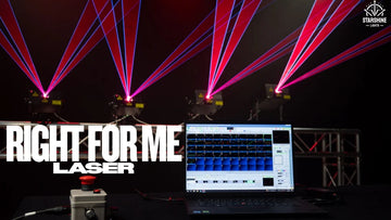 DJ laser lights over a small club dance floor