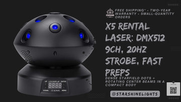 X5 Rental Laser: DMX512 9CH, 20Hz Strobe, Fast Preps