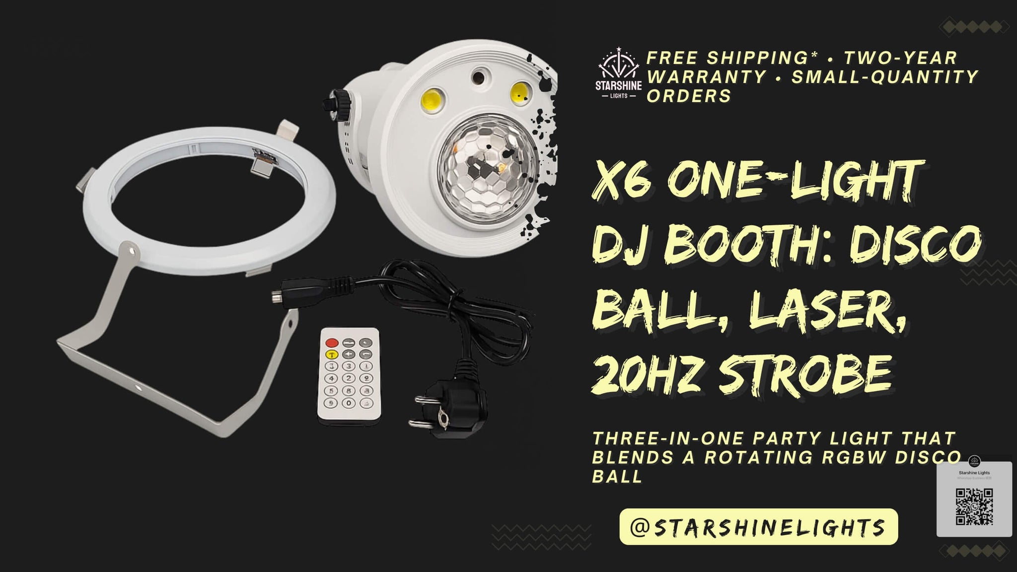 X6 One-Light DJ Booth: Disco Ball, Laser, 20Hz Strobe
