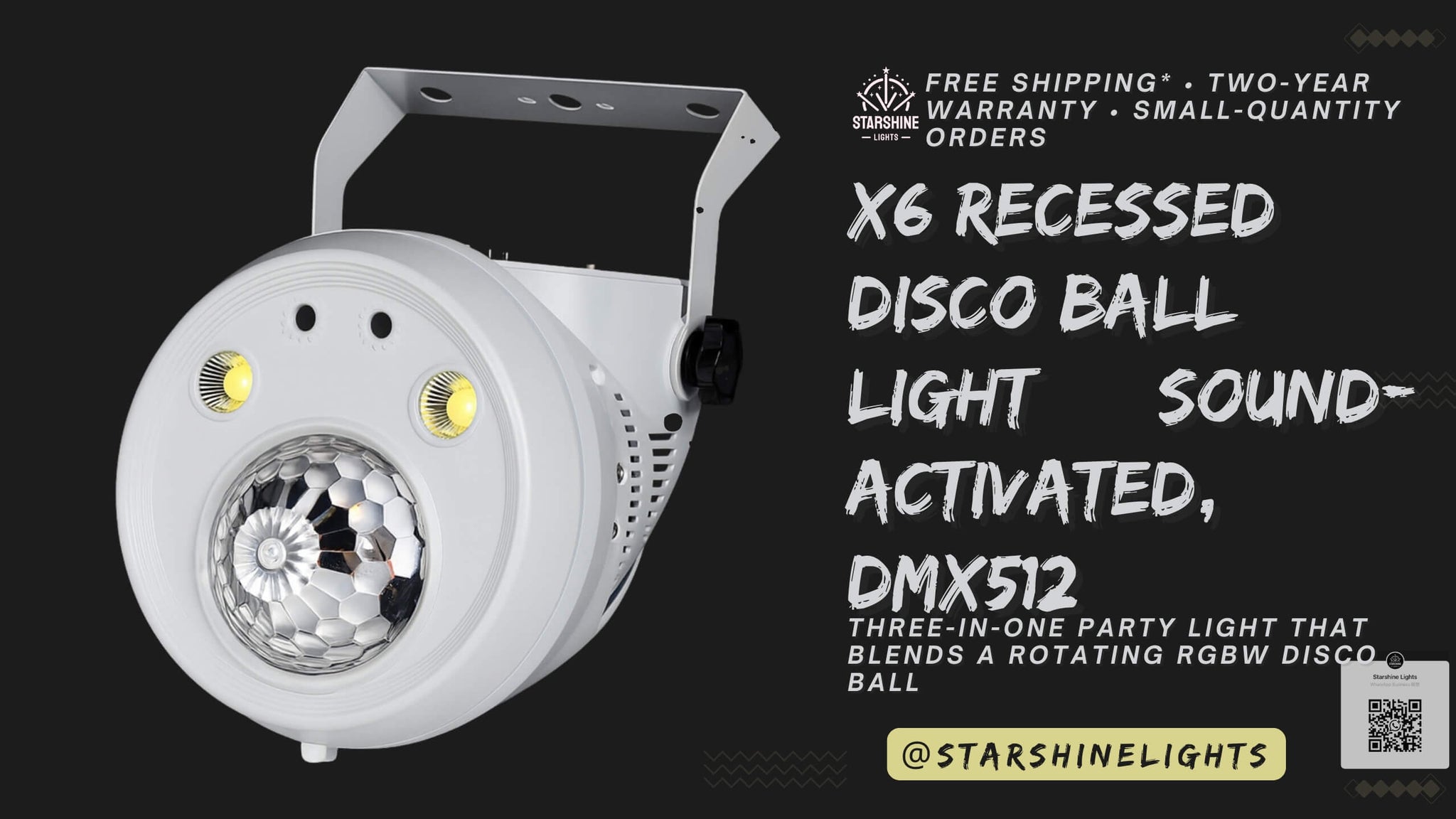 X6 Recessed Disco Ball Light — Sound-Activated, DMX512