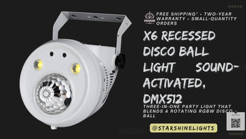 X6 Recessed Disco Ball Light — Sound-Activated, DMX512