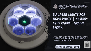 DJ Laser Lights for Home Party | X7 Bee-Eyes RGBW + Green Laser