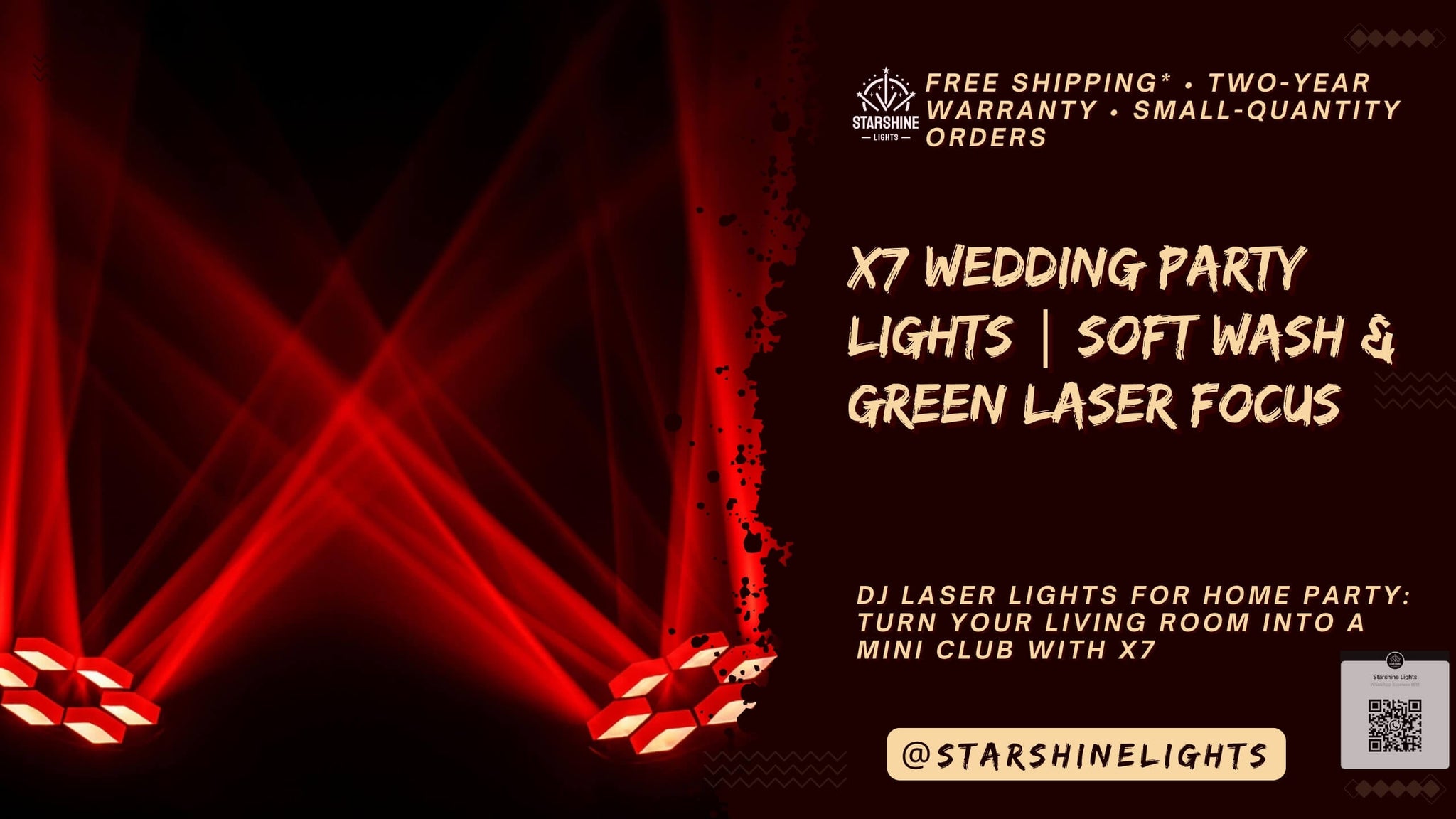 X7 Wedding Party Lights | Soft Wash & Green Laser Focus