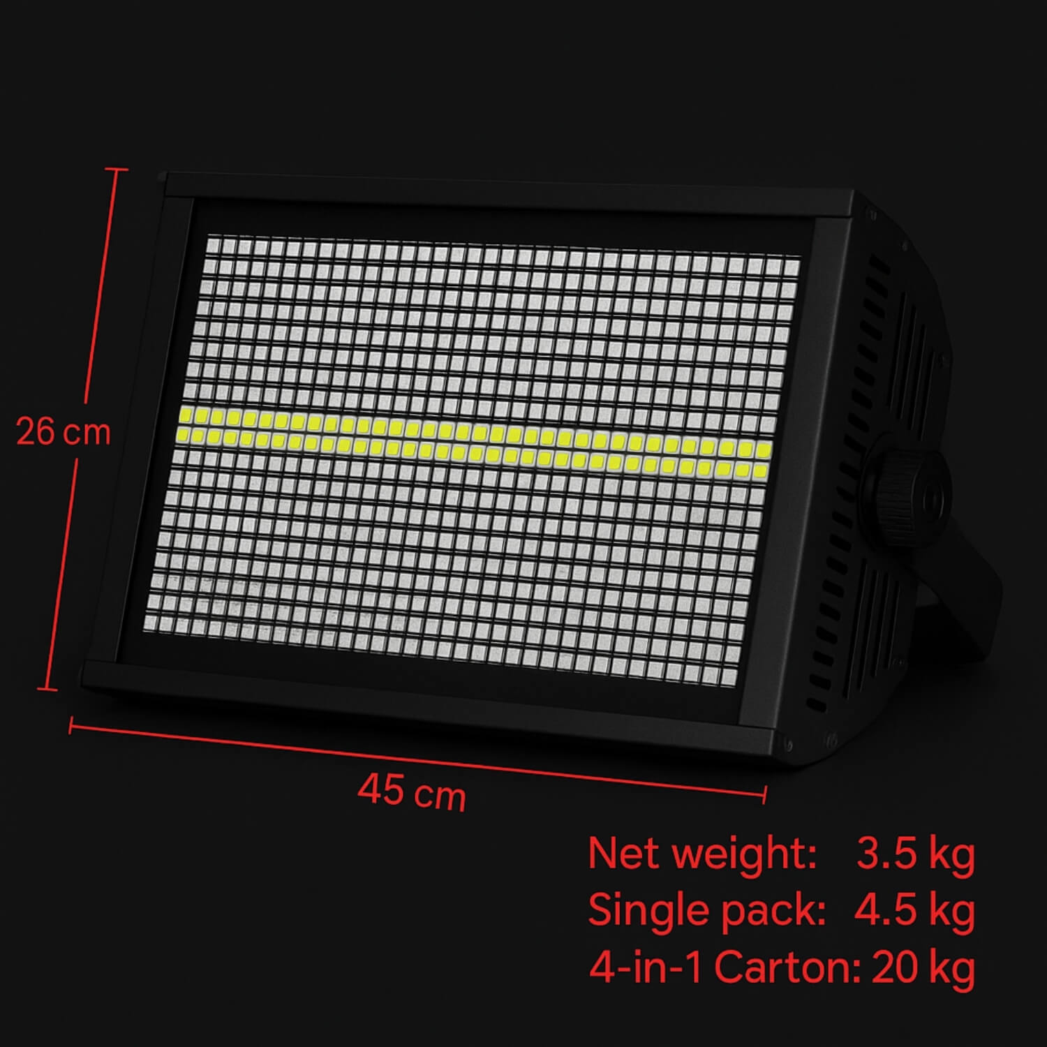 R4 DJ strobe light mounted on club truss