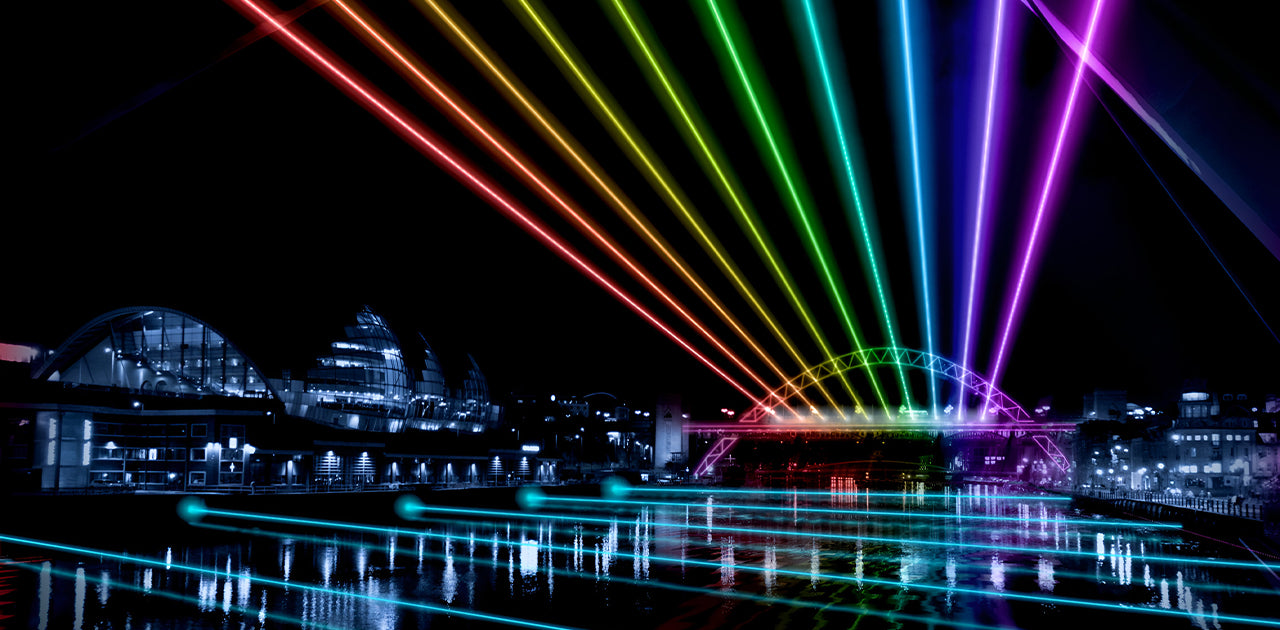 Outdoor laser show safety zones and mounting height diagram