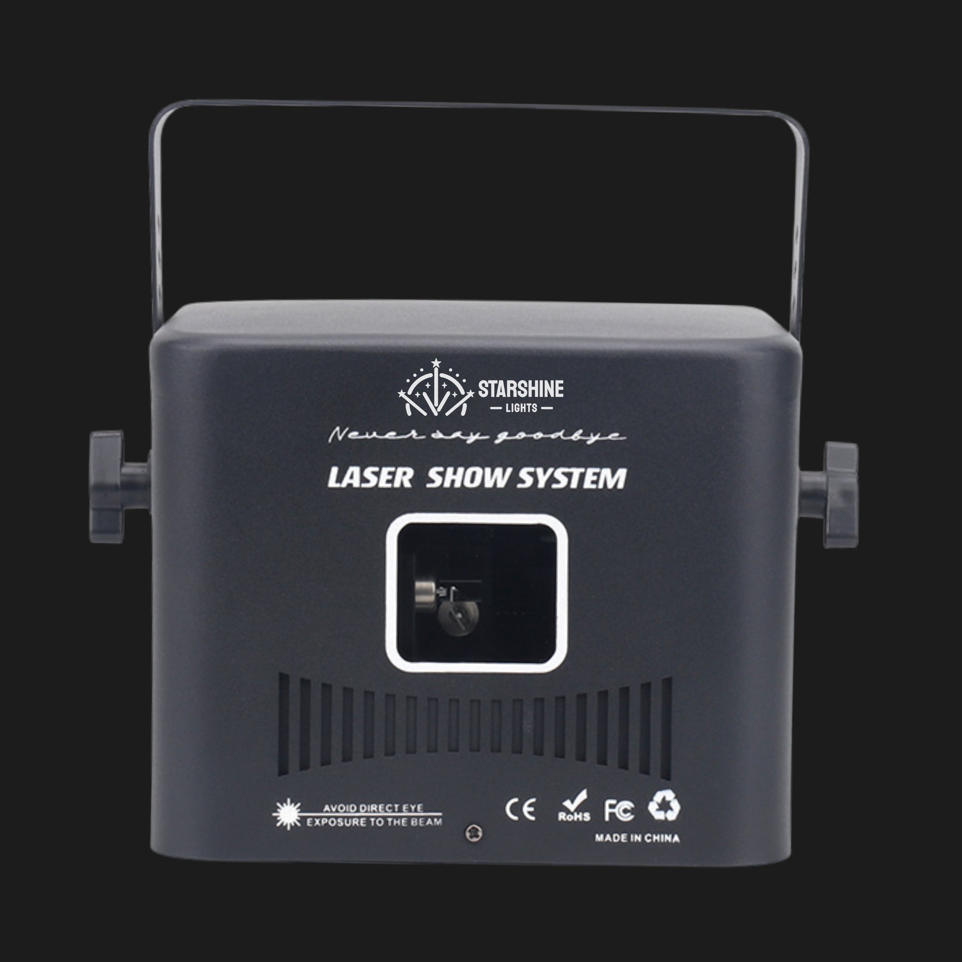 Back panel of A12 laser show projector with power and DMX ports