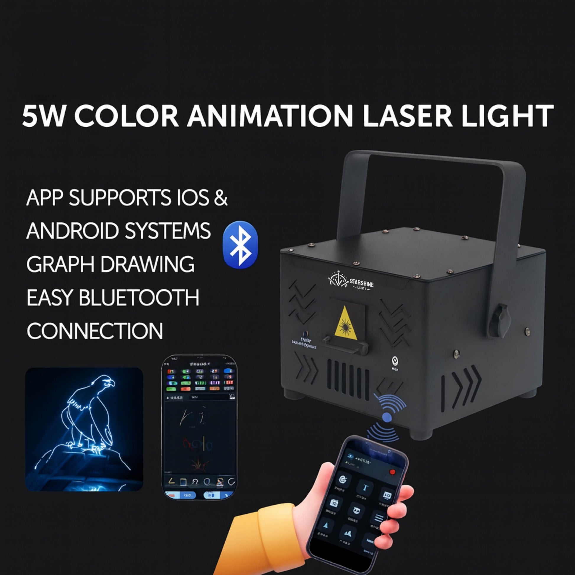 Bedroom setup with A13 home laser light show system