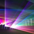 Compact RGB laser light projector with mounting bracket