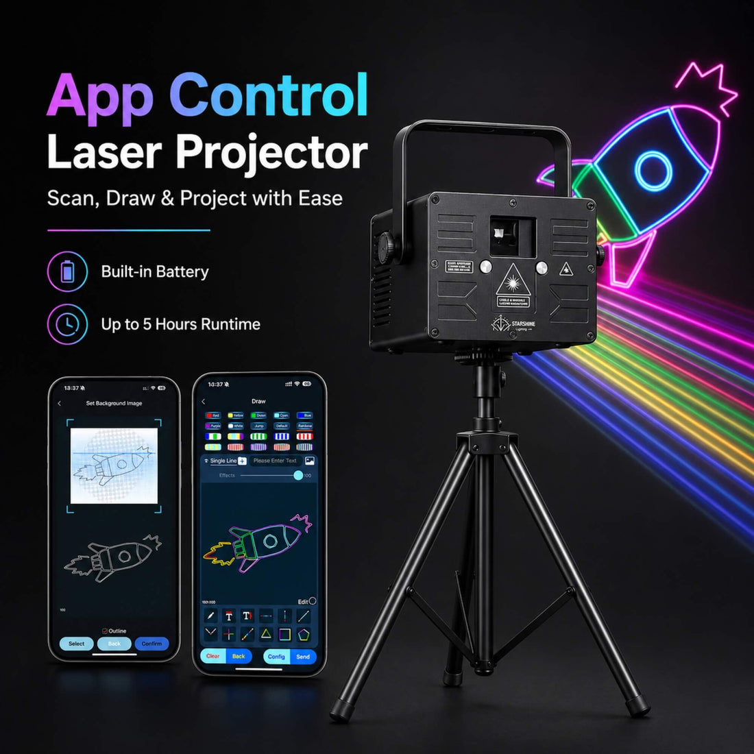 A7 RGB laser light projector with Bluetooth app control