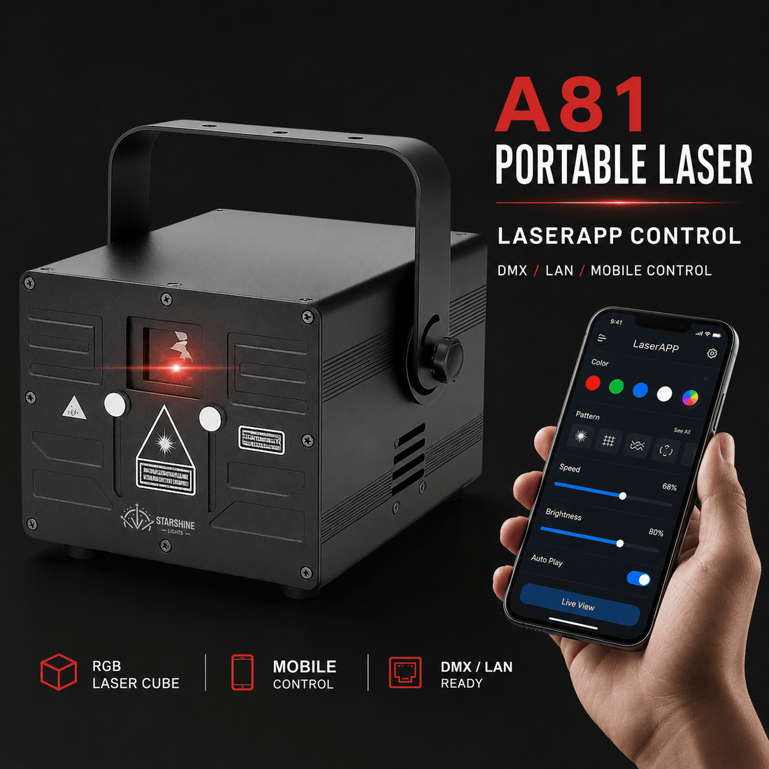 Starshinelights A81 laser cube for mobile DJ gigs